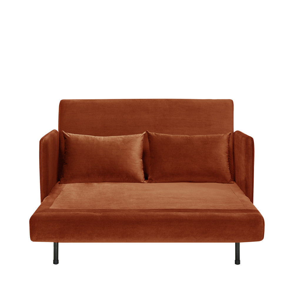 Belushi - 2-Seater Sofa Bed - Velvet - Rust