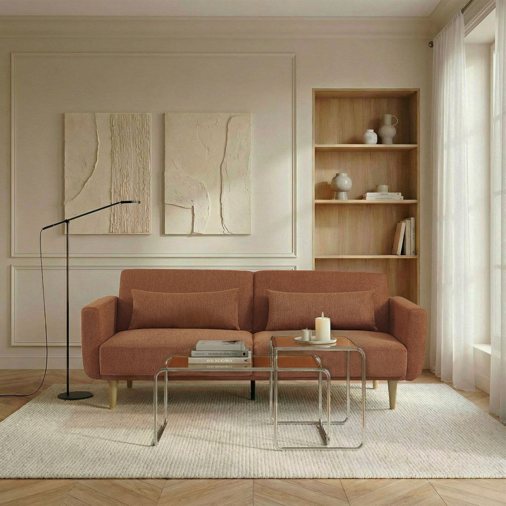 Emma - 3-Seater Sofa Bed - Fabric - Rust