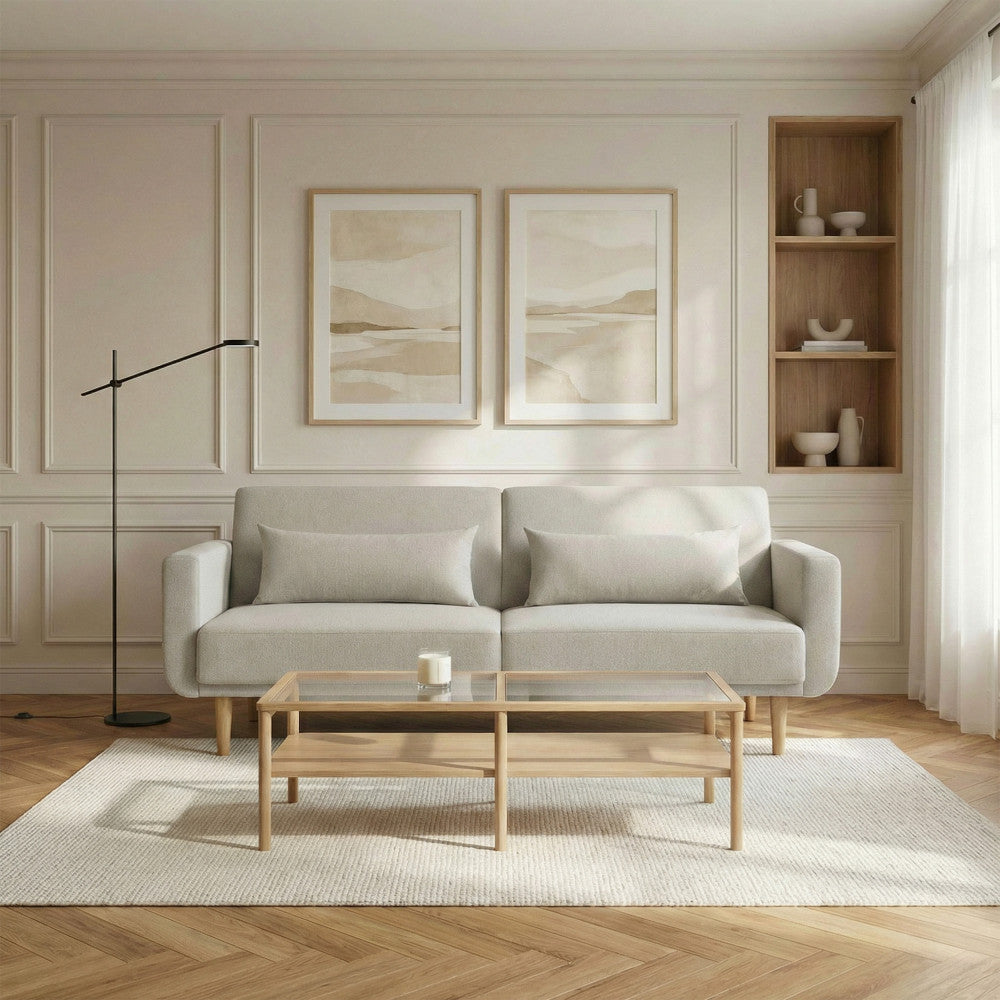 Emma - 3-Seater Sofa Bed - Fabric - Beige