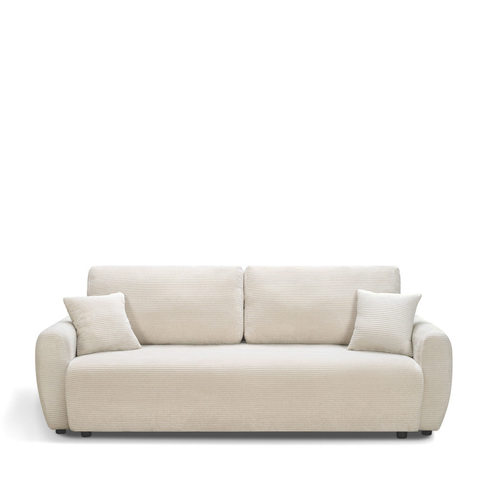 Jul - Sofá cama de 3 plazas - Terciopelo acanalado - Beige