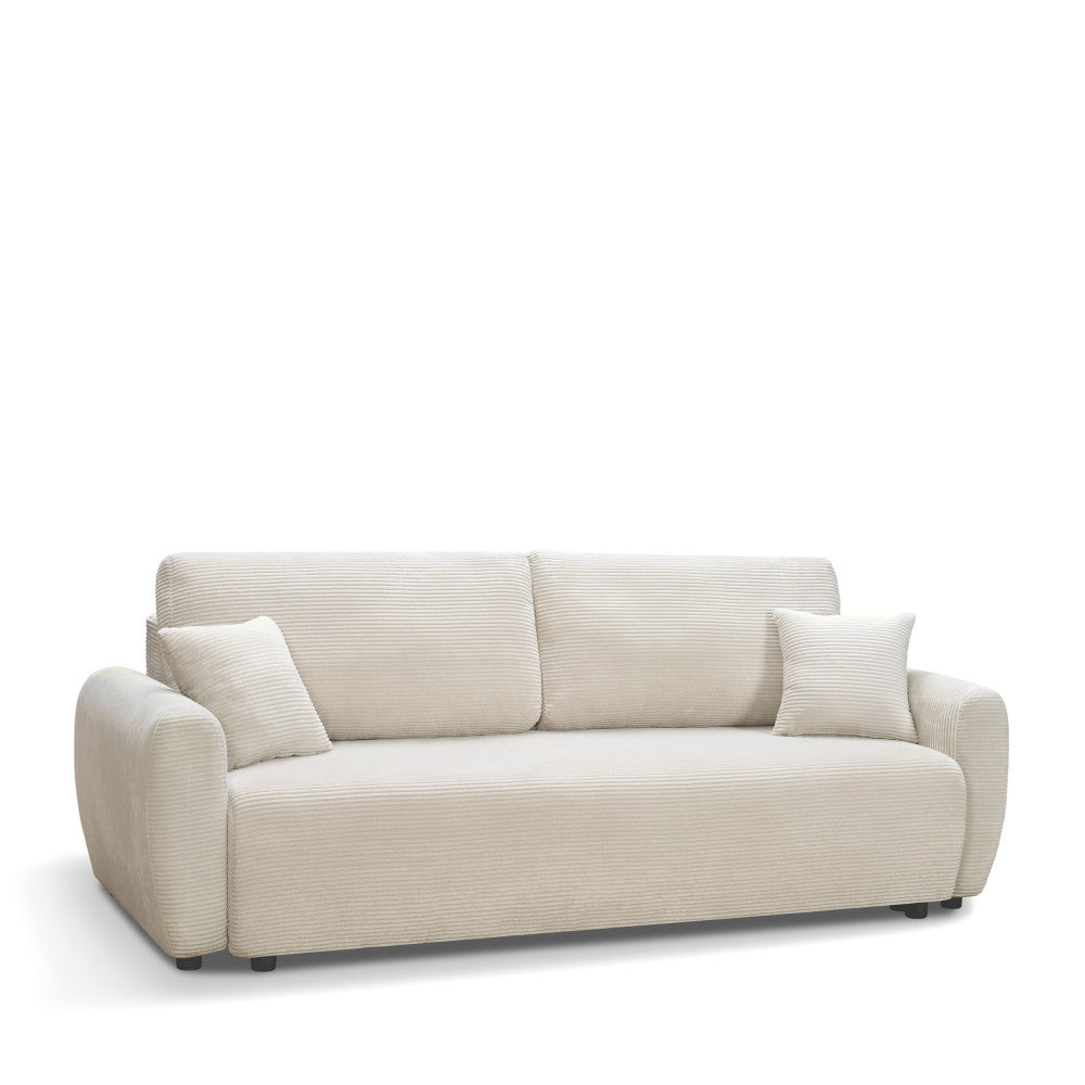 Jul - Sofá cama de 3 plazas - Terciopelo acanalado - Beige