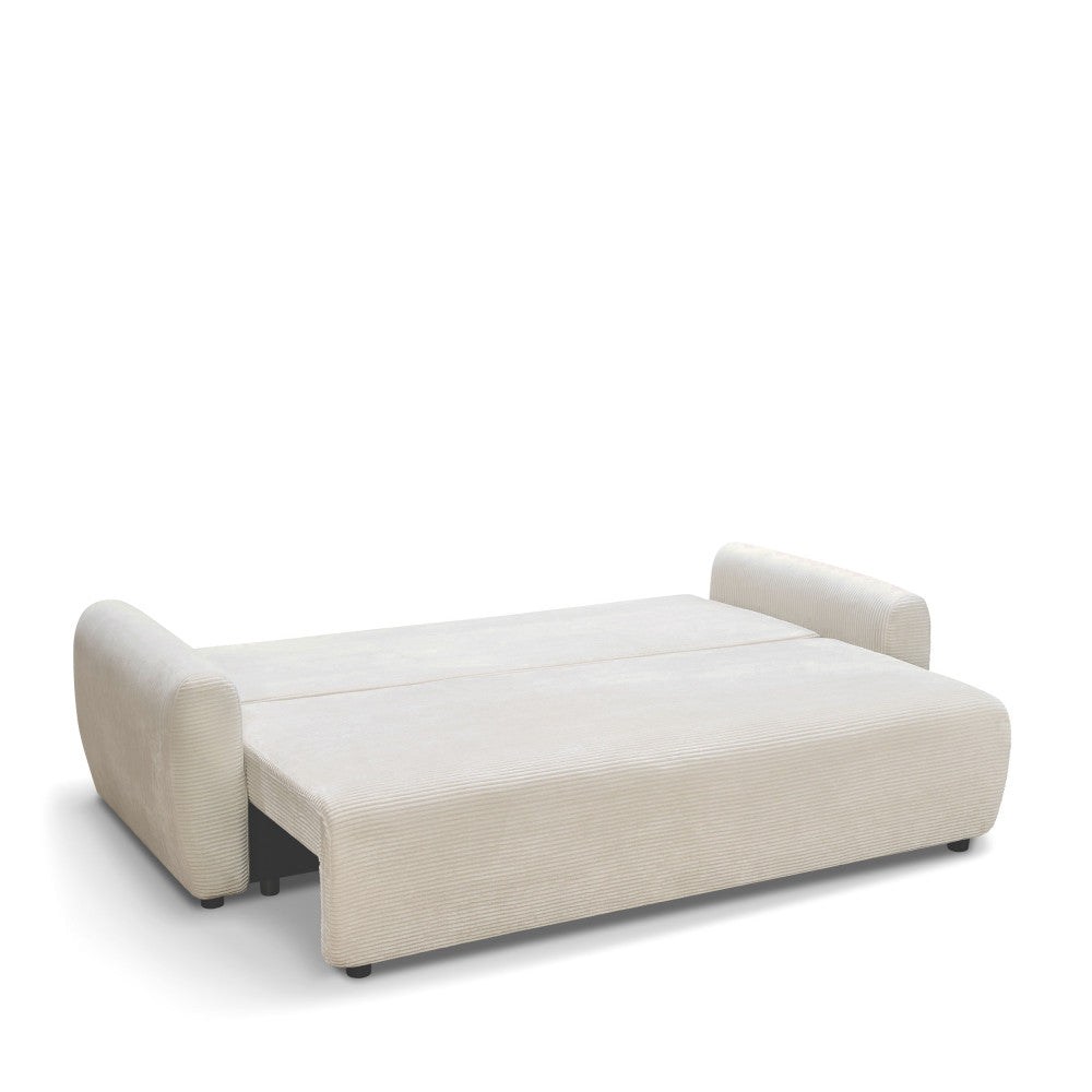 Jul - Sofá cama de 3 plazas - Terciopelo acanalado - Beige