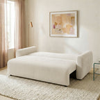 Jul - Sofá cama de 3 plazas - Terciopelo acanalado - Beige