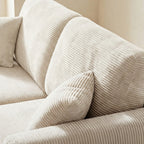Jul - Sofá cama de 3 plazas - Terciopelo acanalado - Beige