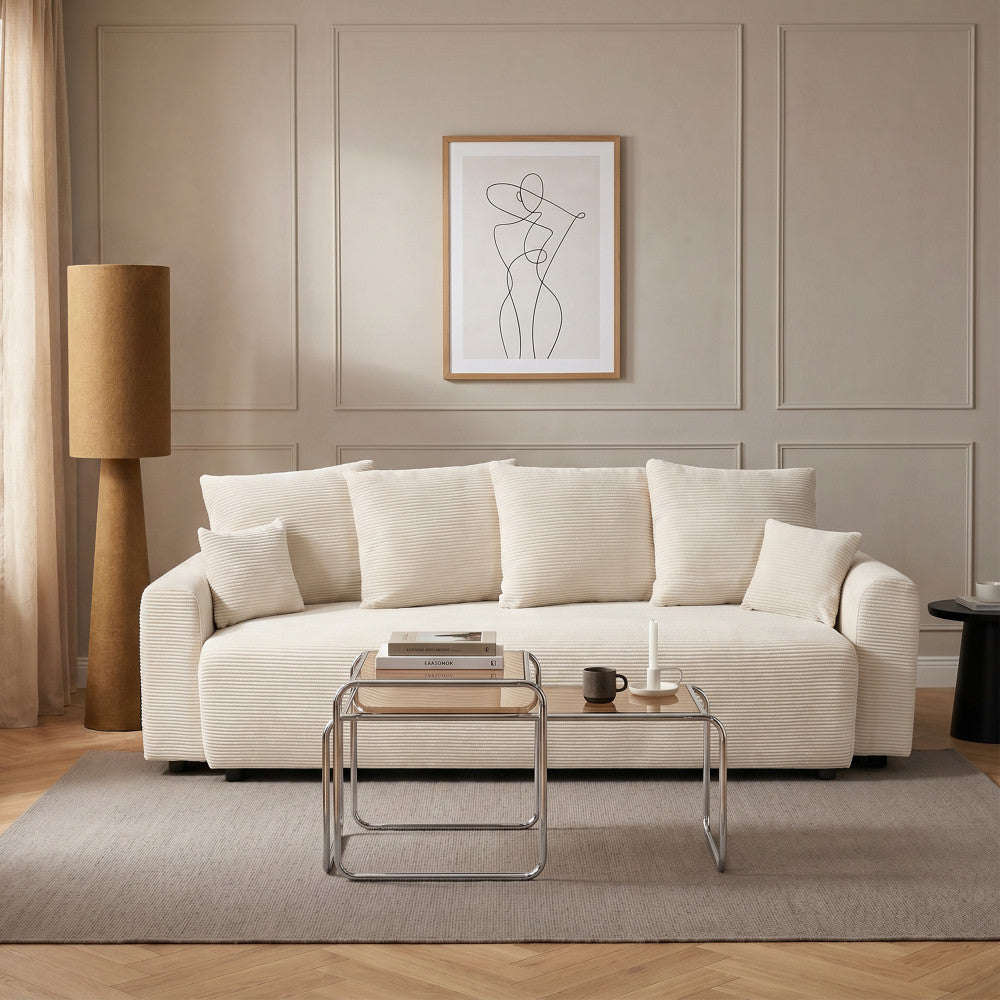 Pol - 3-Seater Sofa Bed - Corduroy - Beige