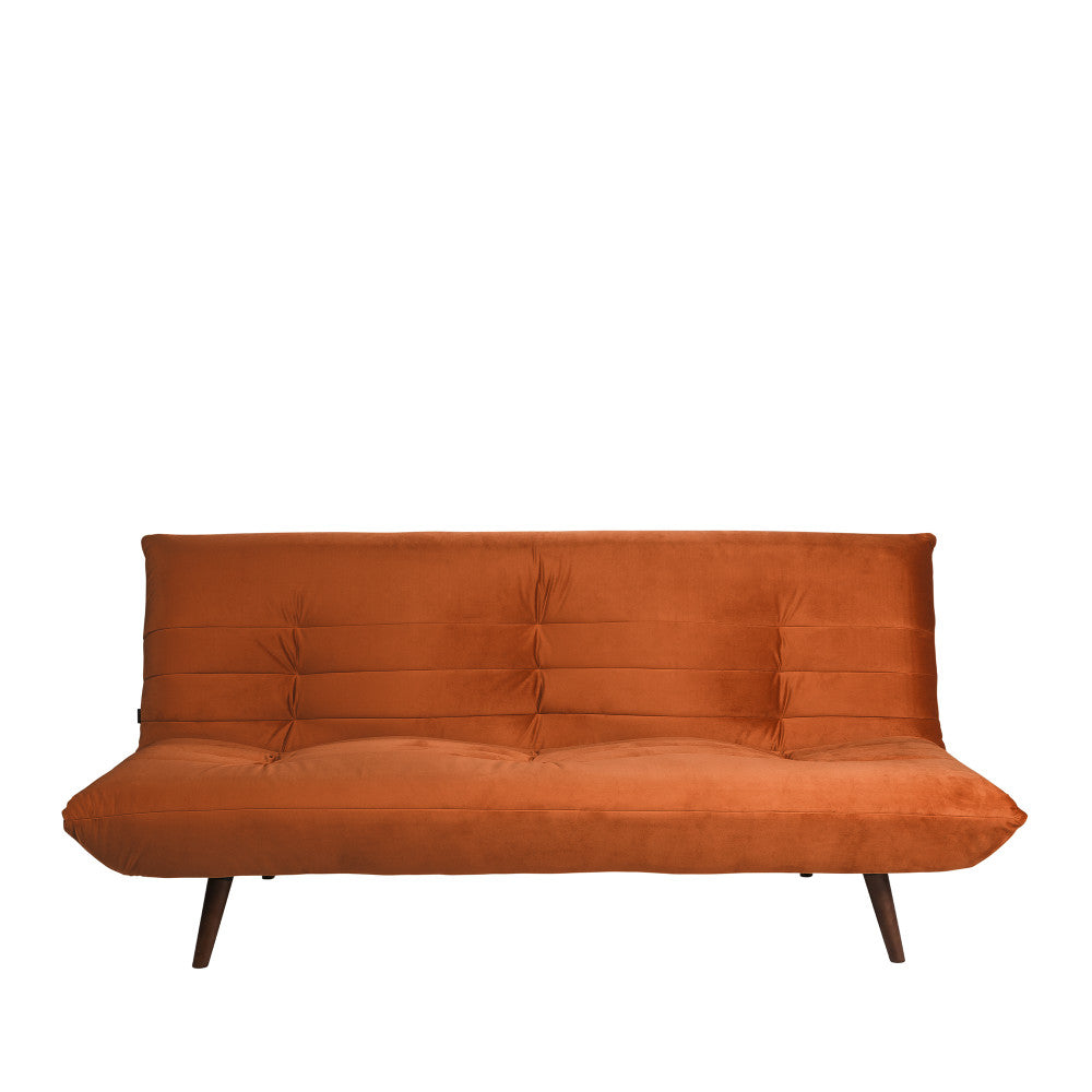 Tommy - Canapé Convertible 3 Places - Velours - Rouille
