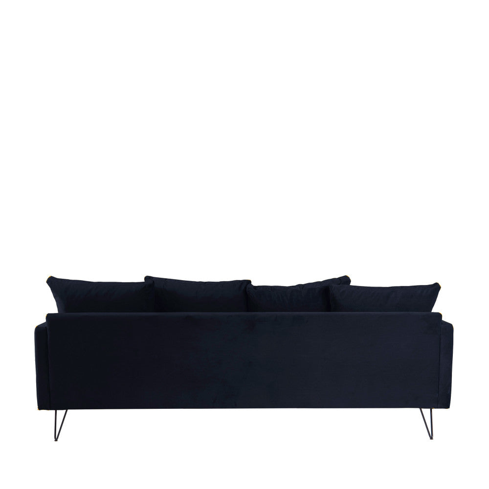 Villabon - Sofá cama de 3 plazas - Terciopelo, patas de horquilla negras - Azul marino