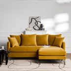 Villabon - 3-Seater Sofa Bed - Velvet, Black Hairpin Legs - Mustard Yellow