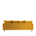 Villabon - 3-Seater Sofa Bed - Velvet, Black Hairpin Legs - Mustard Yellow