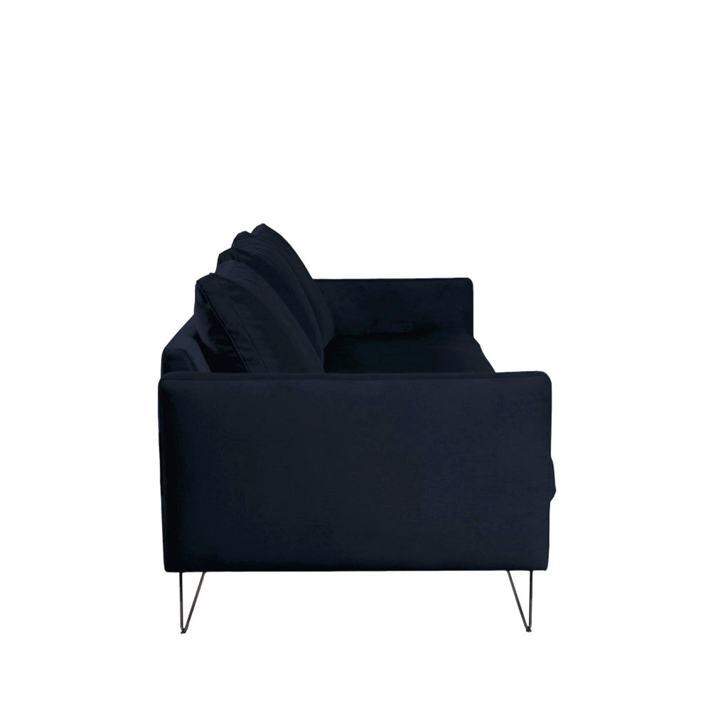 Villabon - Sofá cama de 3 plazas - Terciopelo, patas de horquilla negras - Azul marino