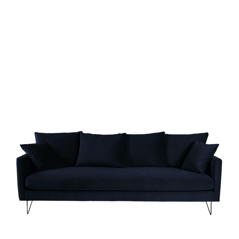 Villabon - Sofá cama de 3 plazas - Terciopelo, patas de horquilla negras - Azul marino