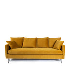 Villabon - 3-Seater Sofa Bed - Velvet, Black Hairpin Legs - Mustard Yellow