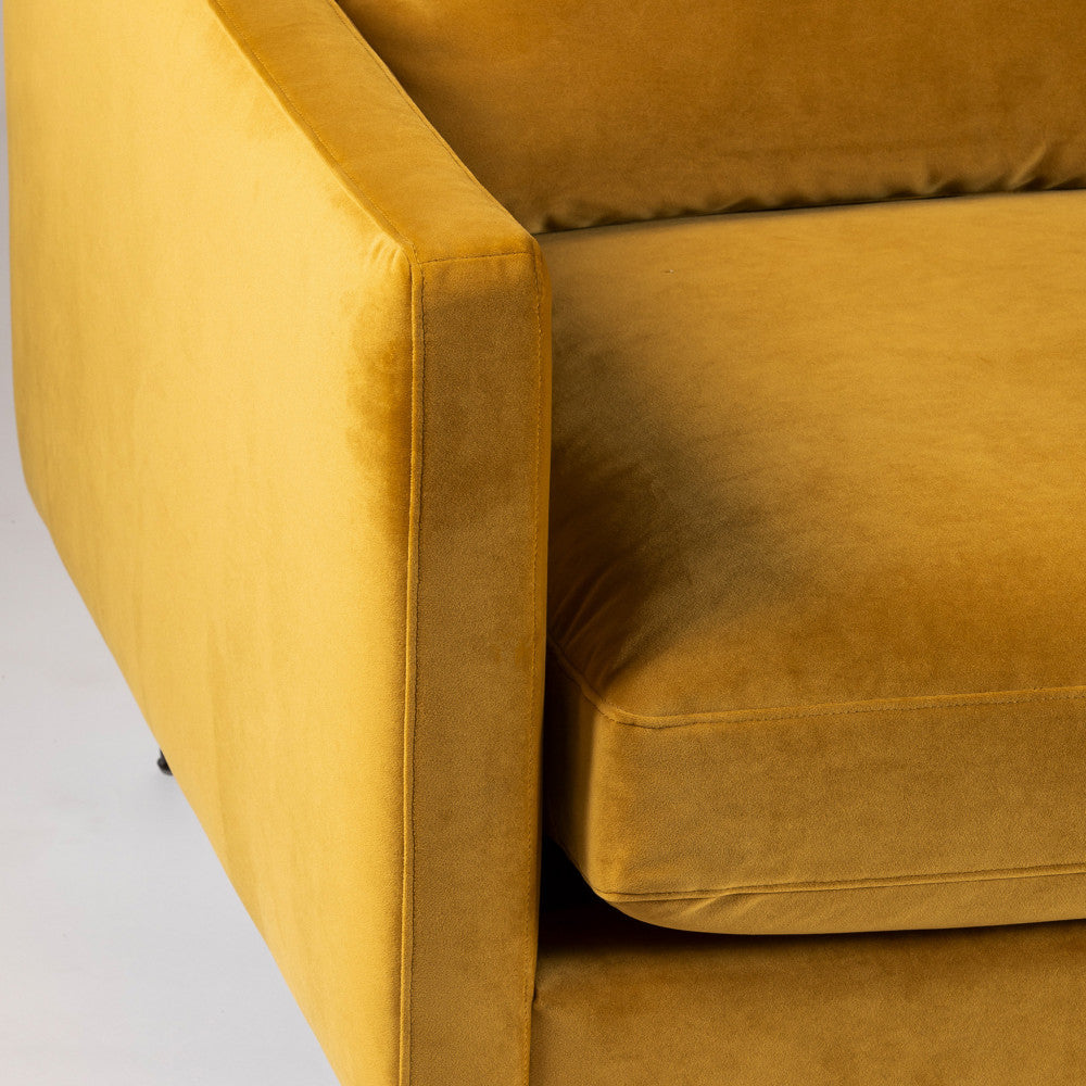 Villabon - 3-Seater Sofa Bed - Velvet, Black Hairpin Legs - Mustard Yellow