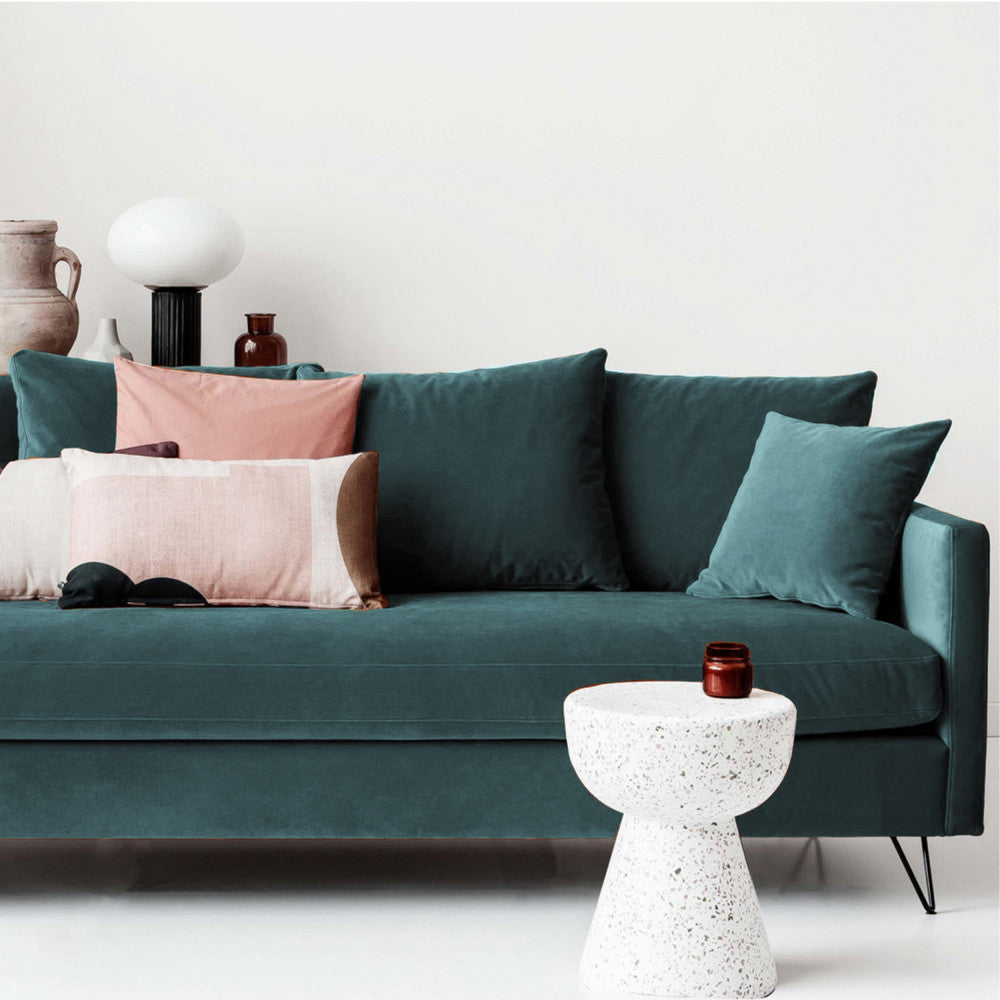 Villabon - 4-Seater Sofa Bed - Velvet, Black Hairpin Legs - Eucalyptus Green