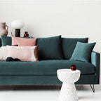 Villabon - 4-Seater Sofa Bed - Velvet, Black Hairpin Legs - Eucalyptus Green