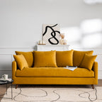 Villabon - 4-Seater Sofa Bed - Velvet, Dark Wood Legs - Mustard Yellow