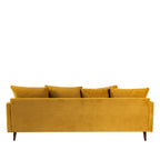 Villabon - 4-Seater Sofa Bed - Velvet, Dark Wood Legs - Mustard Yellow