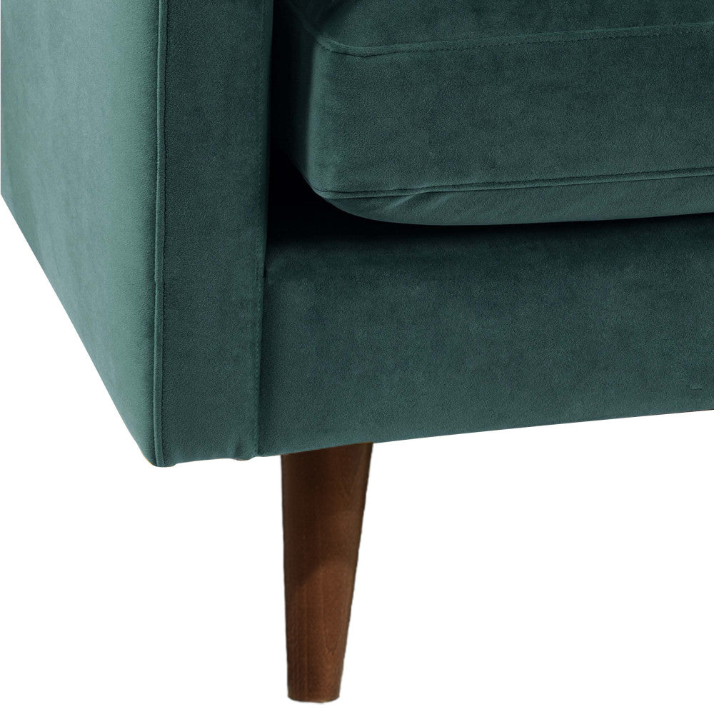 Villabon - Sofá Cama de 4 Plazas - Terciopelo Patas de Madera Oscura - Verde Eucalipto