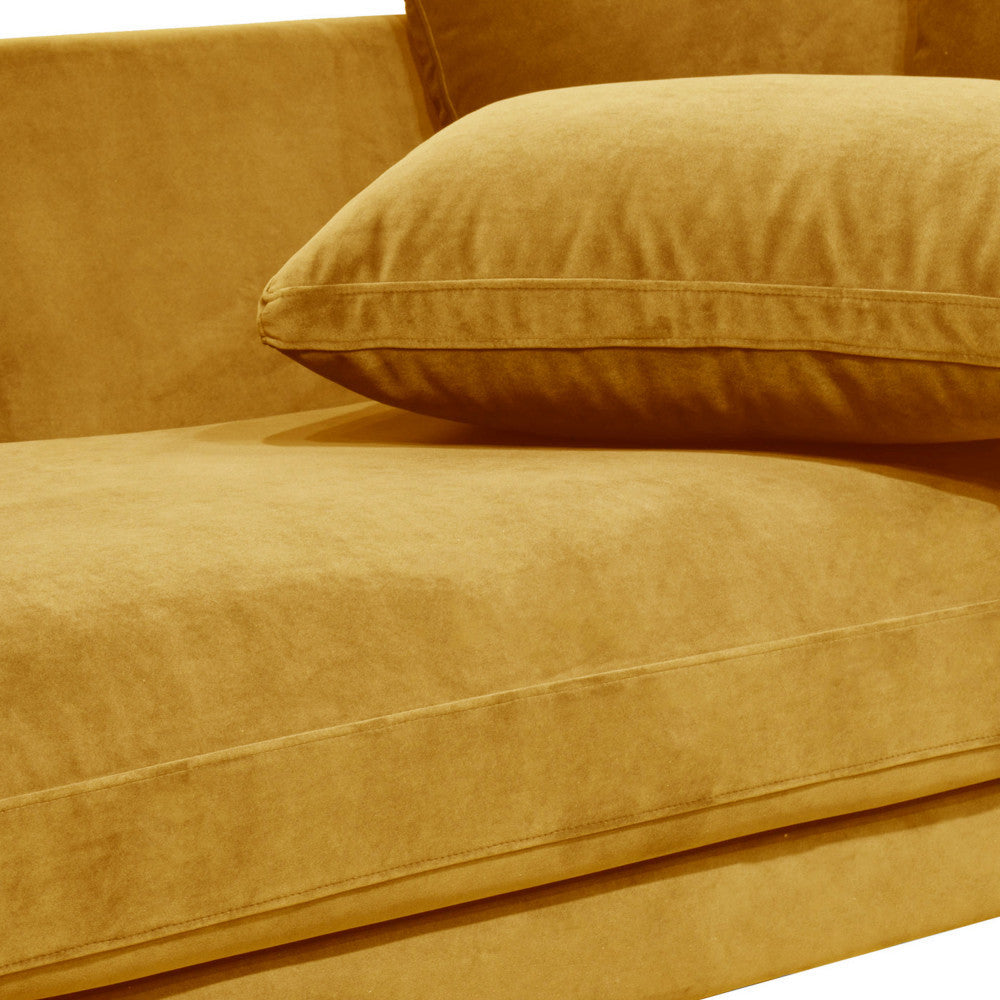 Villabon - 4-Seater Sofa Bed - Velvet, Dark Wood Legs - Mustard Yellow