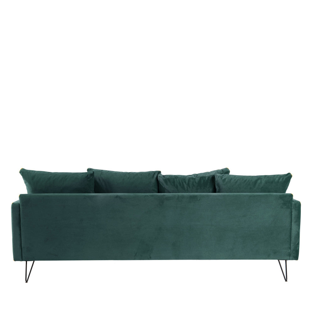 Villabon - 4-Seater Sofa Bed - Velvet, Black Hairpin Legs - Eucalyptus Green