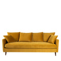 Villabon - 4-Seater Sofa Bed - Velvet, Dark Wood Legs - Mustard Yellow