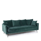 Villabon - 4-Seater Sofa Bed - Velvet, Black Hairpin Legs - Eucalyptus Green