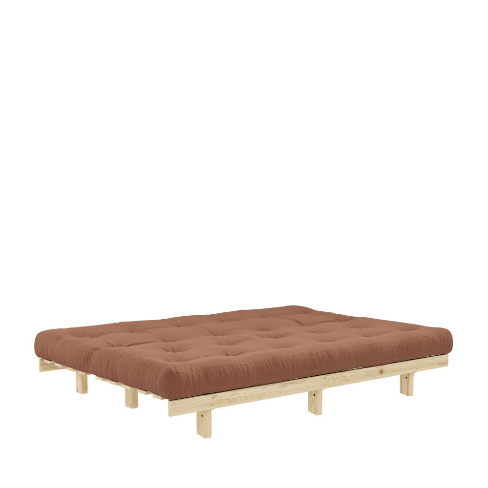 Lean - Sofa Bed - Natural Wood and Fabric - Clay Brown