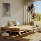 Lean - Sofa Bed - Natural Wood and Fabric - Clay Brown