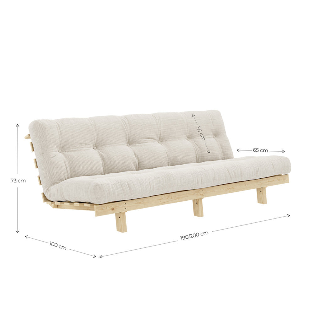 Lean - Sofa Bed - Natural Wood and Fabric - Clay Brown