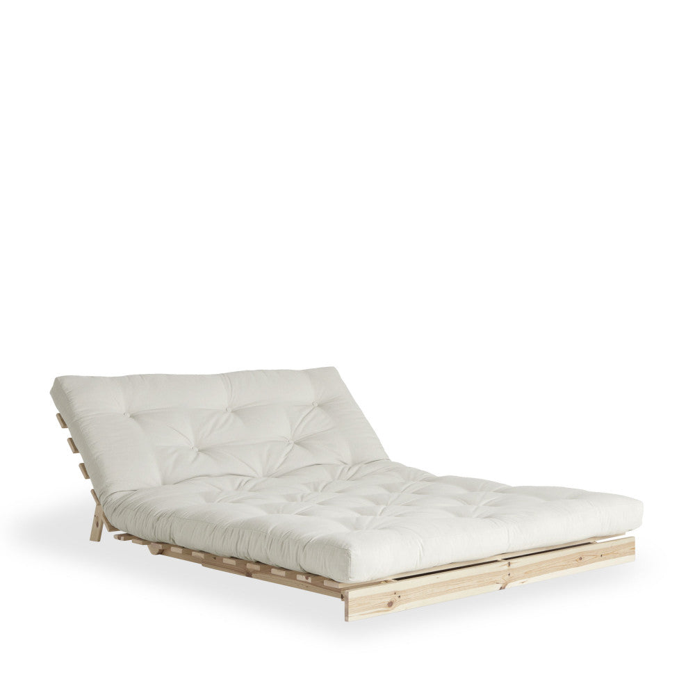 Roots - Canapé Convertible - Bois Naturel Et Tissu - Ecru