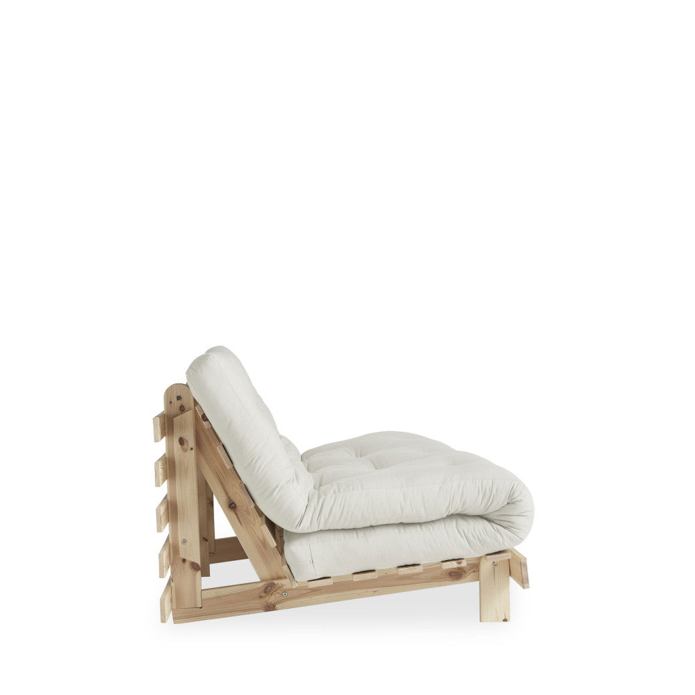 Roots - Canapé Convertible - Bois Naturel Et Tissu - Ecru