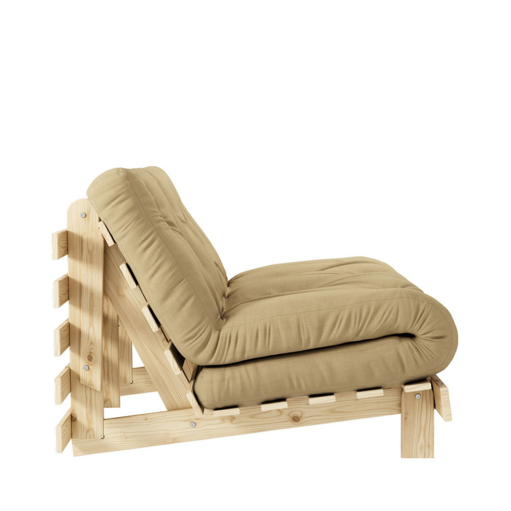 Roots - Sofá cama - Madera natural y tela - Trigo