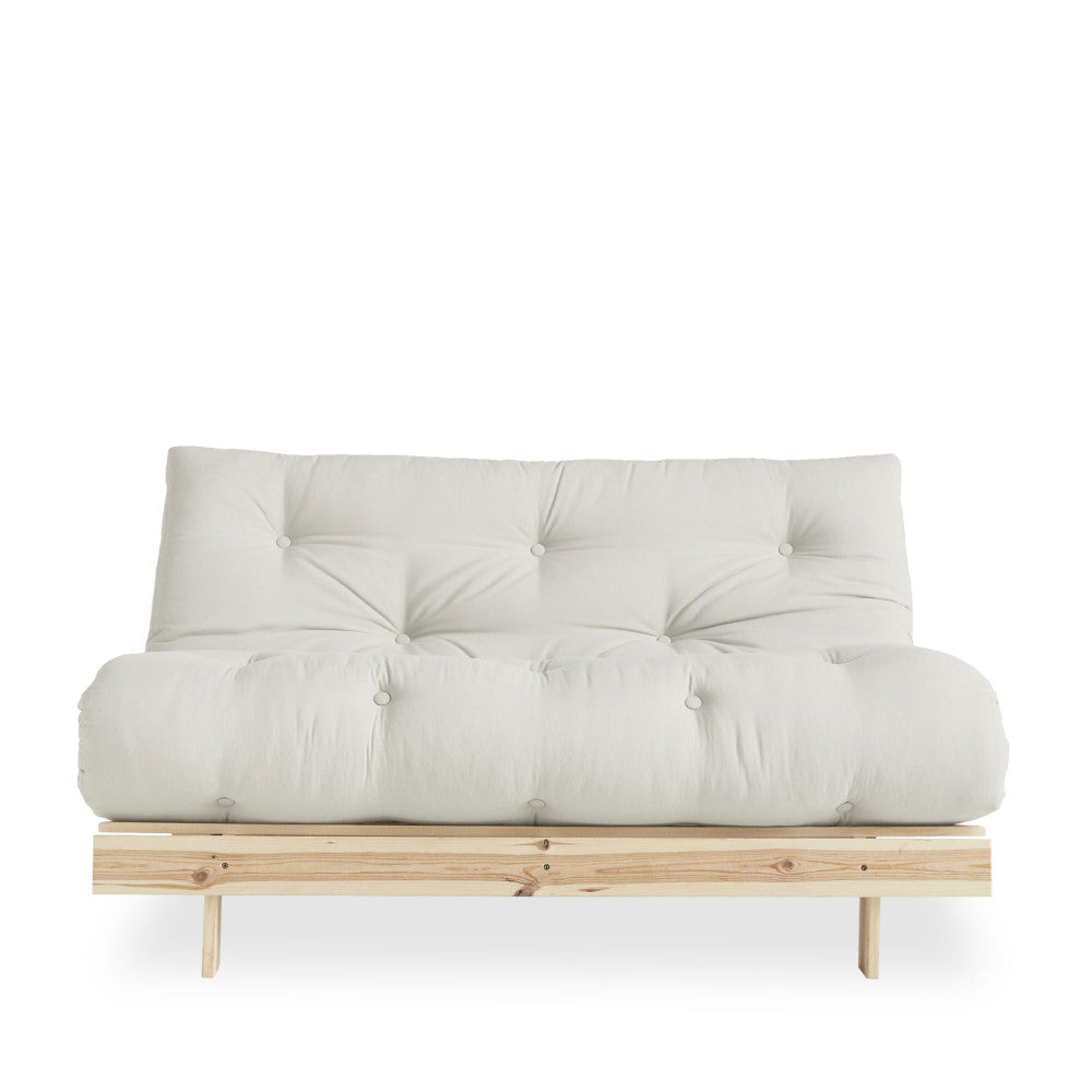 Roots - Canapé Convertible - Bois Naturel Et Tissu - Ecru