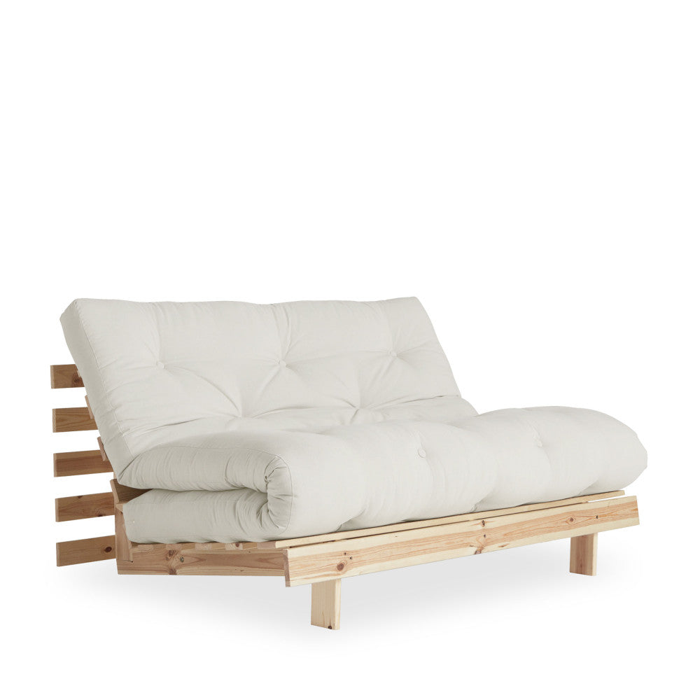Roots - Canapé Convertible - Bois Naturel Et Tissu - Ecru