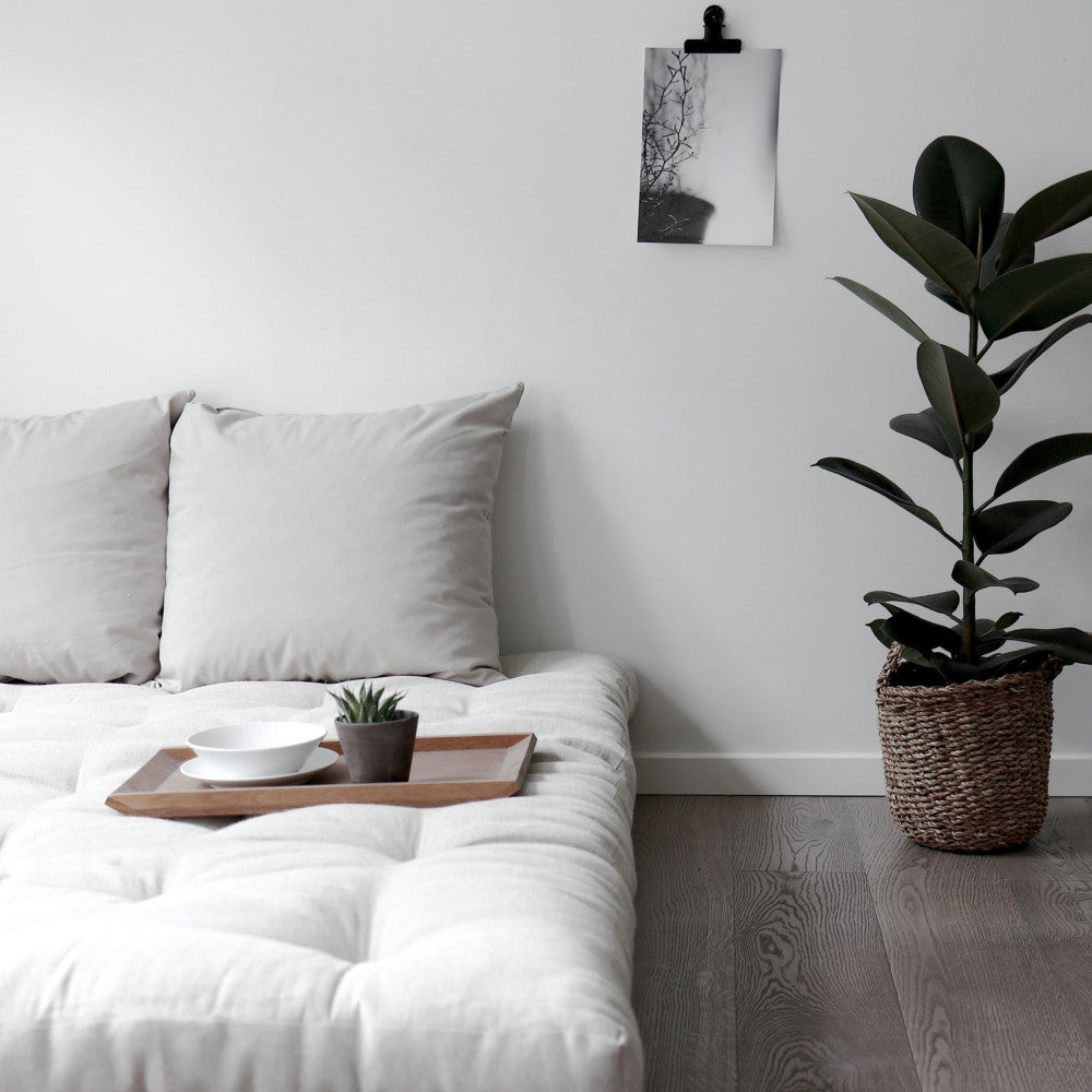 Roots - Canapé Convertible - Bois Naturel Et Tissu - Ecru