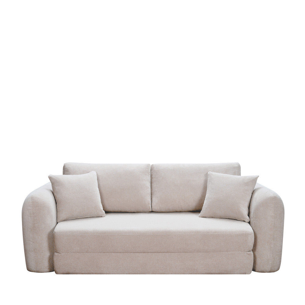 Lou - Sofá cama comprimido de 3 plazas - Tela - Beige
