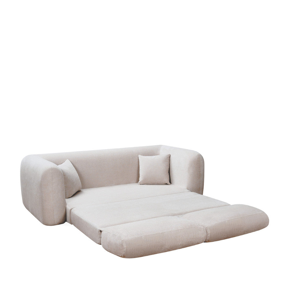 Lou - Sofá cama comprimido de 3 plazas - Tela - Beige