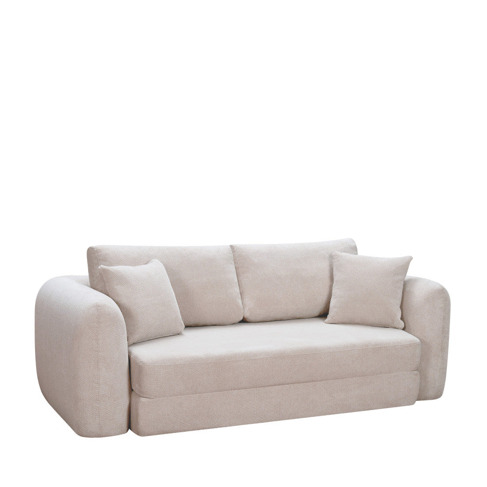 Lou - Sofá cama comprimido de 3 plazas - Tela - Beige