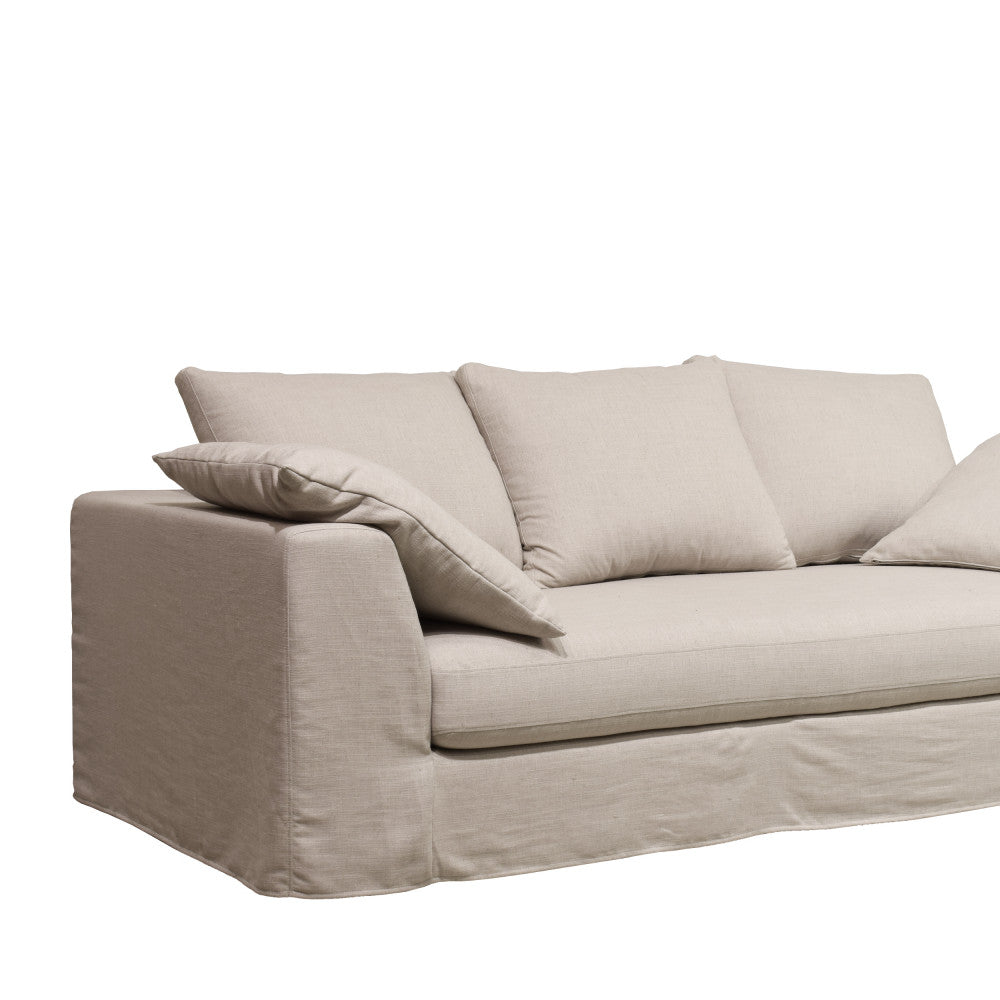 Amany - Sofá cama de 3 plazas totalmente desenfundable - Tela - Natural