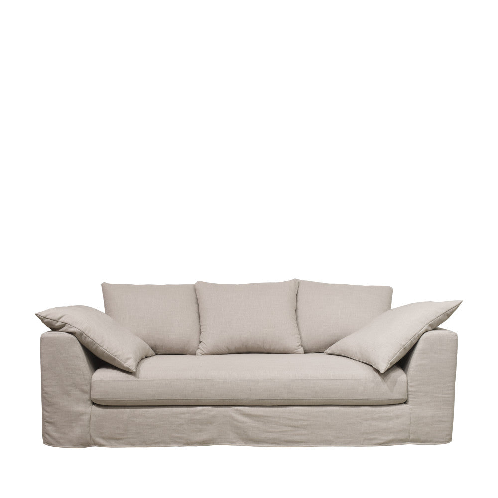 Amany - Sofá cama de 3 plazas totalmente desenfundable - Tela - Natural
