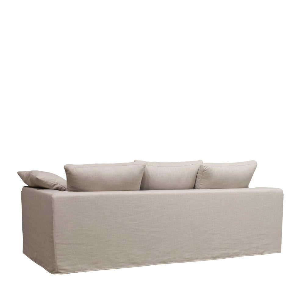 Amany - Sofá cama de 3 plazas totalmente desenfundable - Tela - Natural