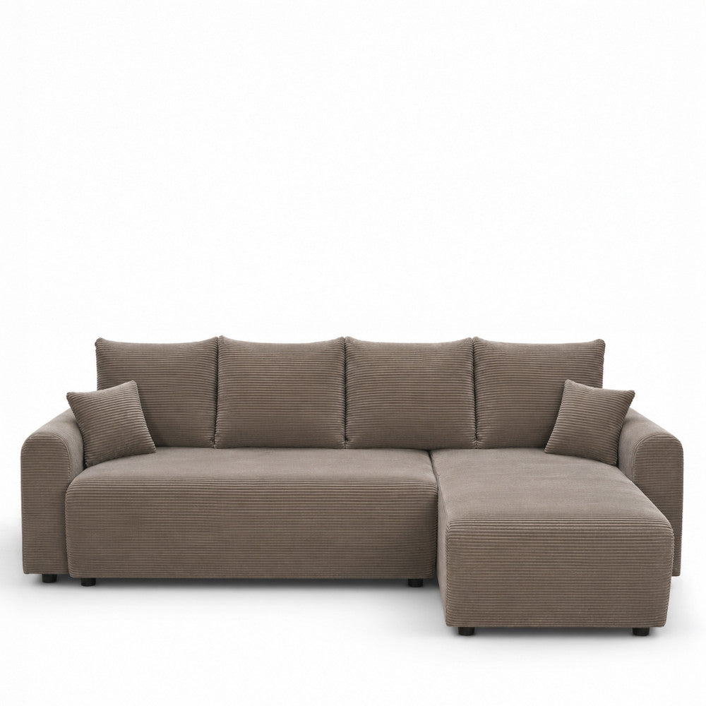 Pol - Sofá esquinero cama reversible de 4 plazas - Pana - Topo