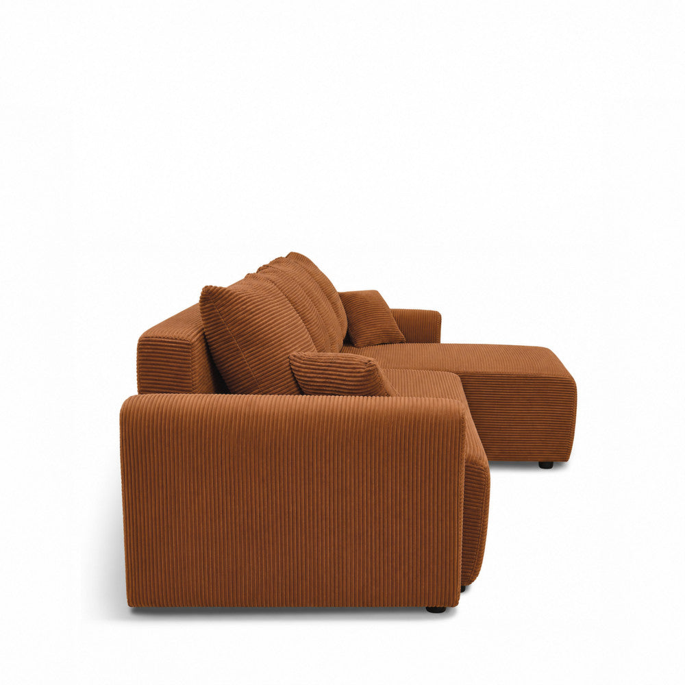 Pol - Reversible Convertible 4-Seater Corner Sofa - Corduroy - Rust