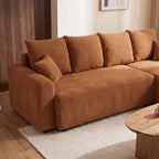 Pol - Reversible Convertible 4-Seater Corner Sofa - Corduroy - Rust