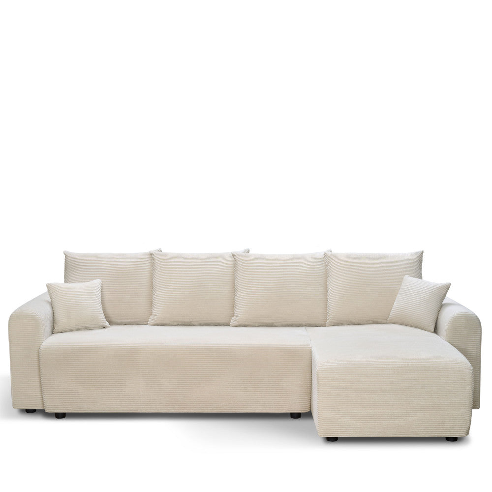 Pol - Reversible Convertible 4-Seater Corner Sofa - Corduroy - Beige