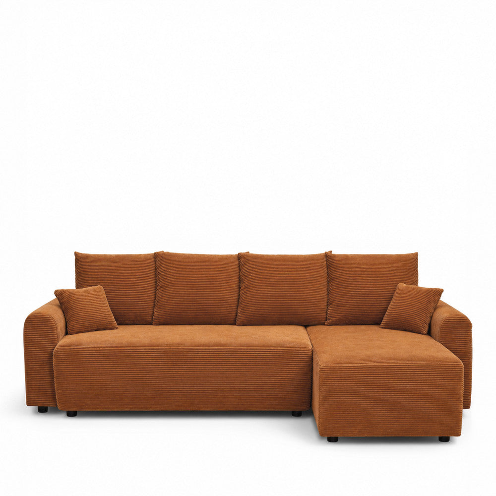 Pol - Reversible Convertible 4-Seater Corner Sofa - Corduroy - Rust