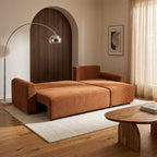 Pol - Reversible Convertible 4-Seater Corner Sofa - Corduroy - Rust