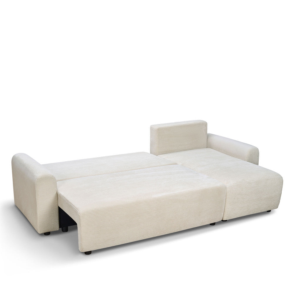 Pol - Reversible Convertible 4-Seater Corner Sofa - Corduroy - Beige