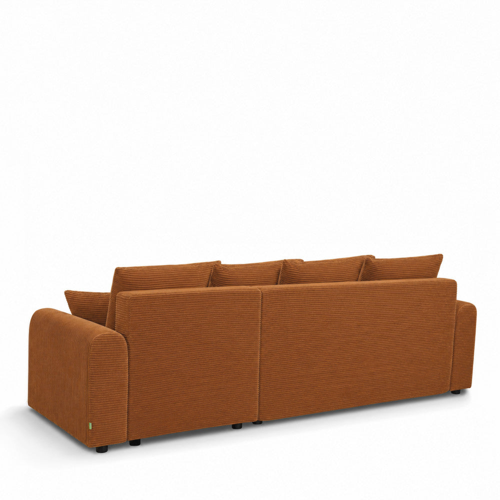 Pol - Reversible Convertible 4-Seater Corner Sofa - Corduroy - Rust