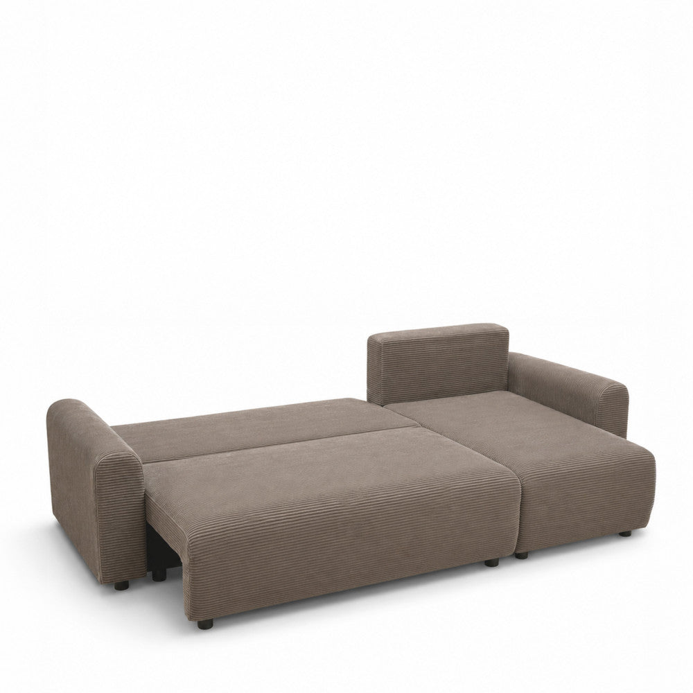 Pol - Sofá esquinero cama reversible de 4 plazas - Pana - Topo